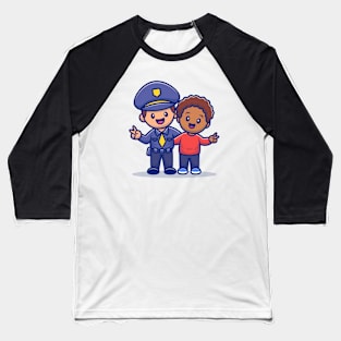 Cute Policeman And Kid Hugging Baseball T-Shirt